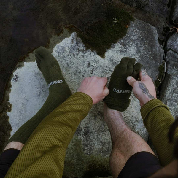Olive drab merino toe socks